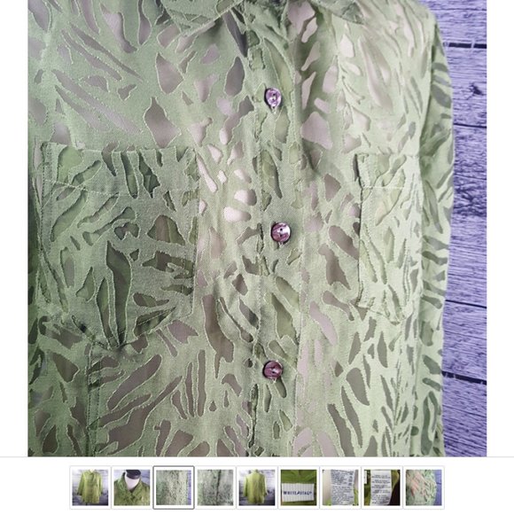 Vintage White Stag Women Sheer Tops Sz 12-14 Green See through - Picture 3 of 8